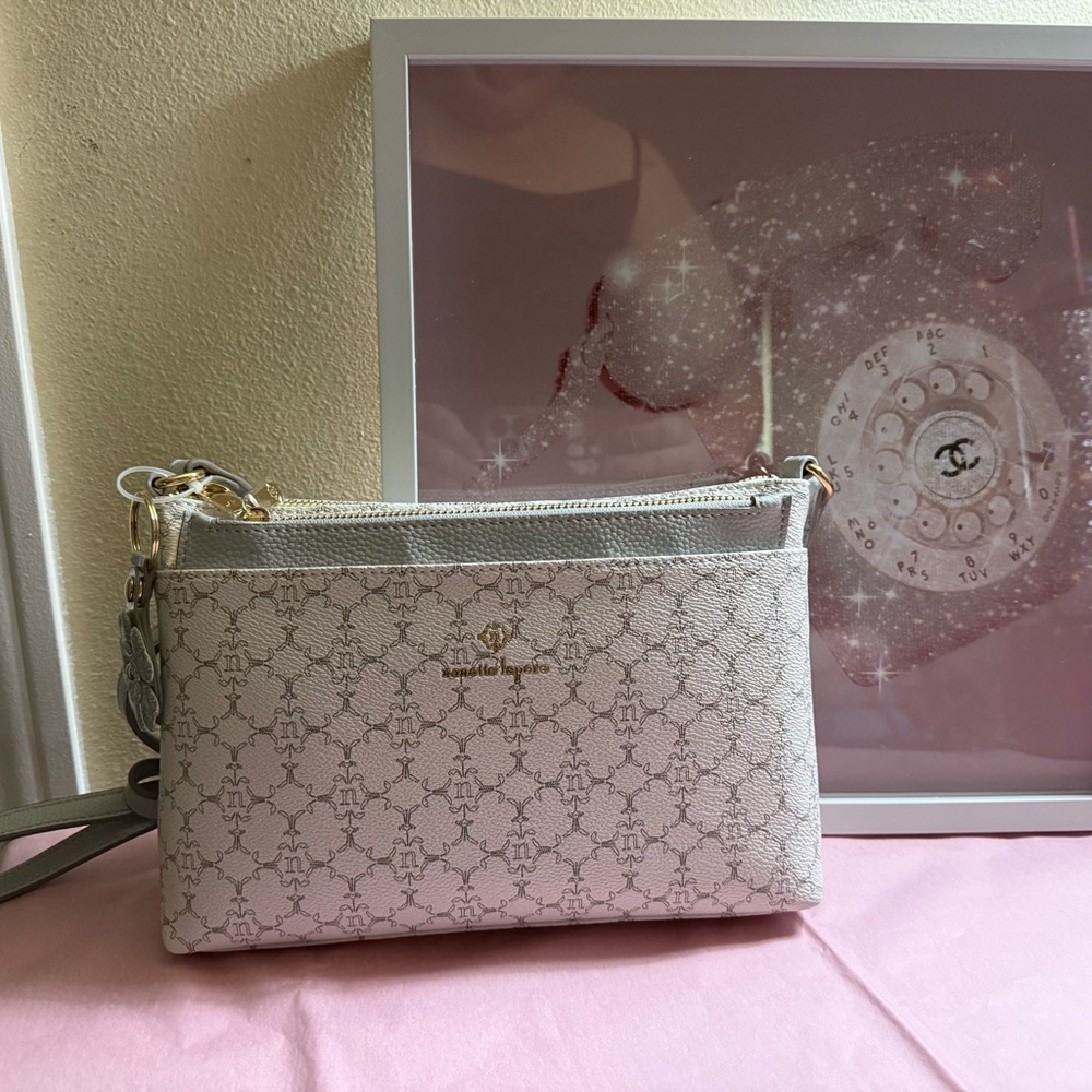 Nanette Lepore White and Gray Crossbody Bag! With Extra Pouch NWT!